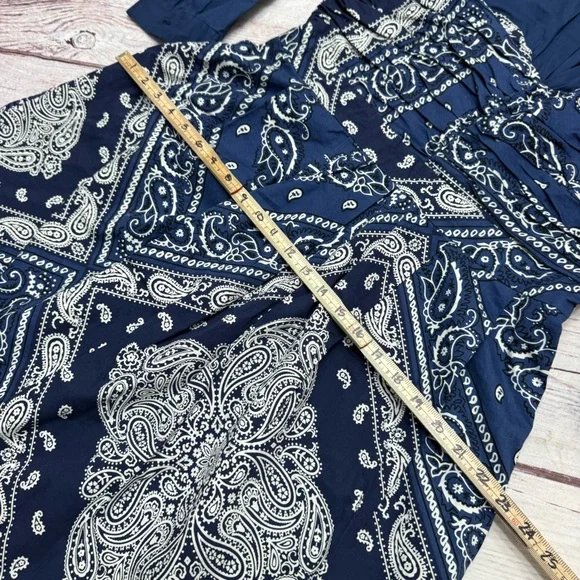 Anthropologie Holding Horses Bandana Paisley Midi Dress Blue Size 16 - Picture 7 of 10